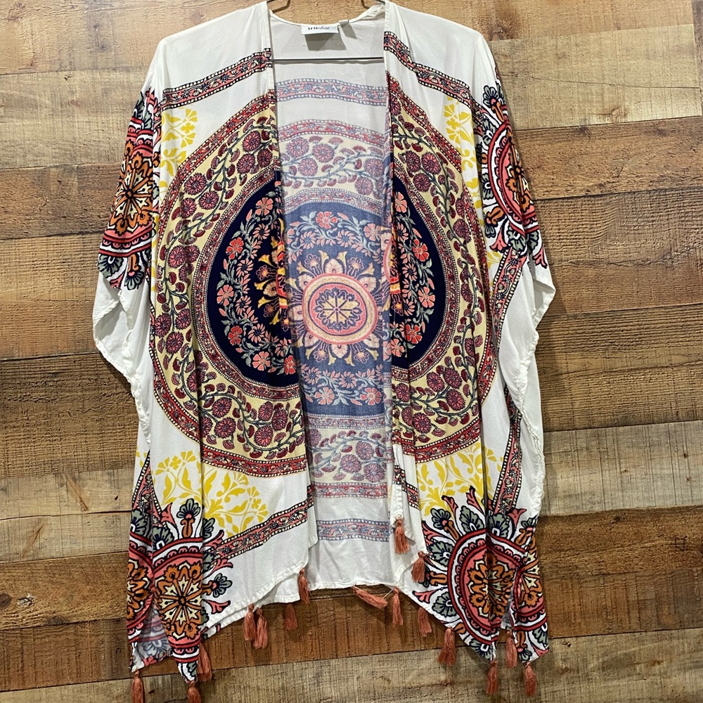 Bohemian Boho Open Kimono Printed Cardigan One Size